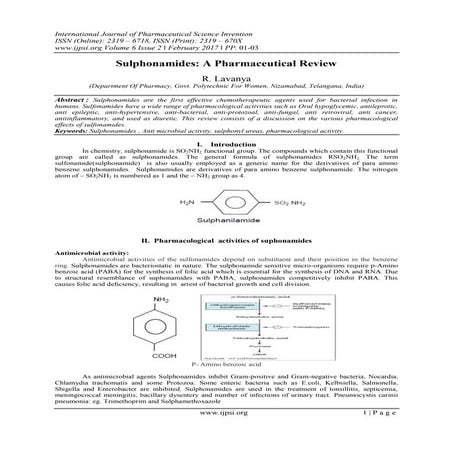 Sulphonamides: A Pharmaceutical Review