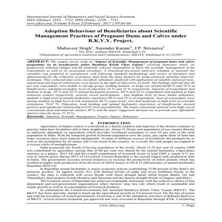 Adoption Behaviour of Beneficiaries about Scientific Management Practices of ...