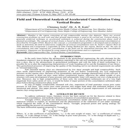 Field and Theoretical Analysis of Accelerated Consolidation Using Vertical Dr...