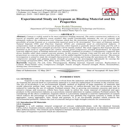 Experimental Study on Gypsum as Binding Material and Its Properties