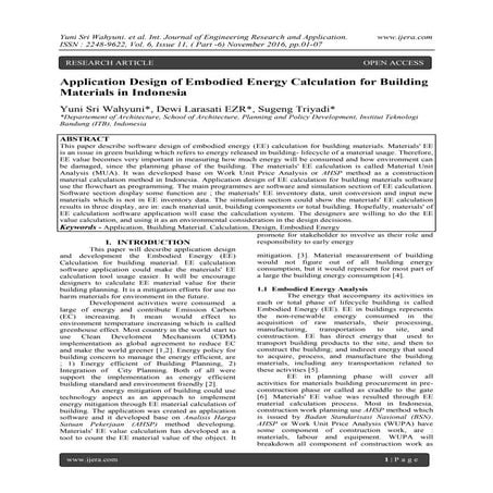 Application Design of Embodied Energy Calculation for Building ...