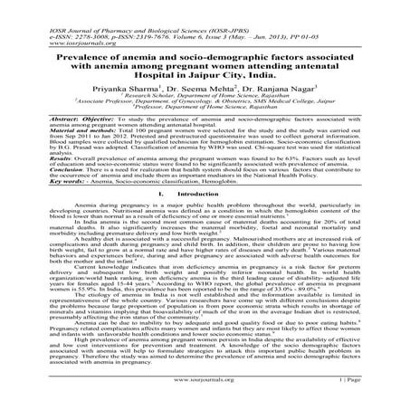 PREVALENCE OF ANEMIA AMONG PREGNANT WOMEN AND FACTORS ASSOCIATED WITH ...