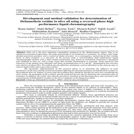 Development and method validation for determination of Deltamethrin residue i...