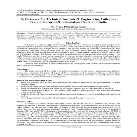 E- Resource for Technical Institute & Engineering Colleges a Boon to librarie...