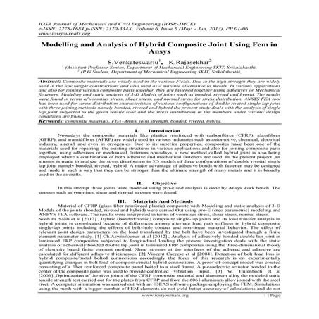Modelling and Analysis of Hybrid Composite Joint Using Fem in Ansys