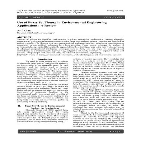 Use of Fuzzy Set Theory in Environmental Engineering Applications: A Review