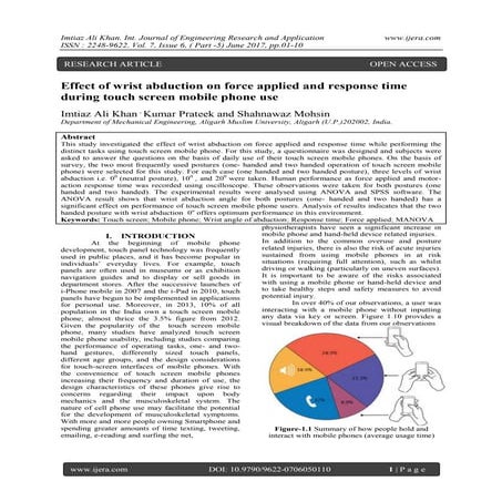 Effect of wrist abduction on force applied and response time during touch scr...