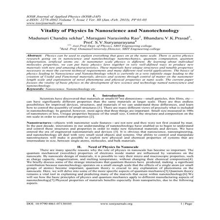 Vitality of Physics In Nanoscience and Nanotechnology