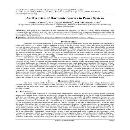 An Overview of Harmonic Sources in Power System
