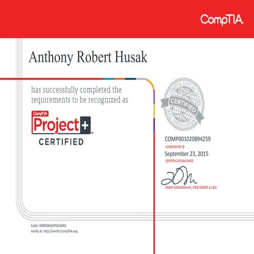 CompTIA Project+ certificate | PDF