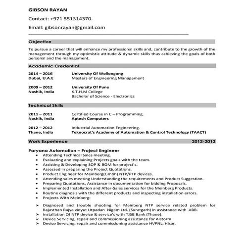 Gibson Resume