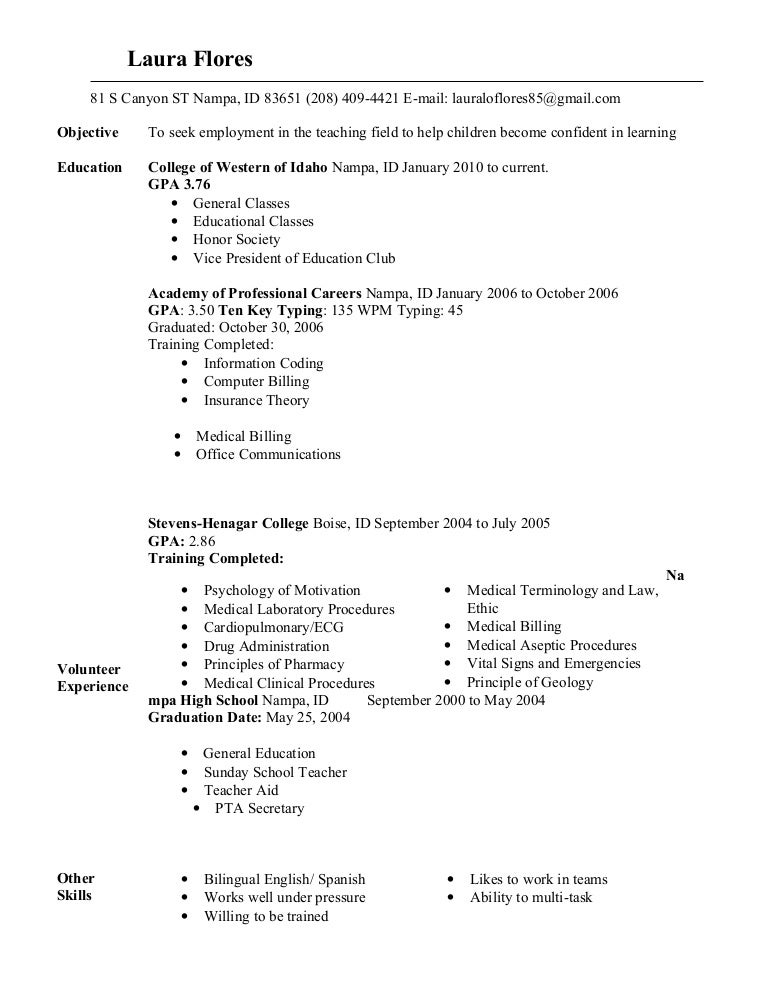 resume typing skills
