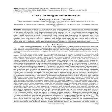 Effect of Shading on Photovoltaic Cell