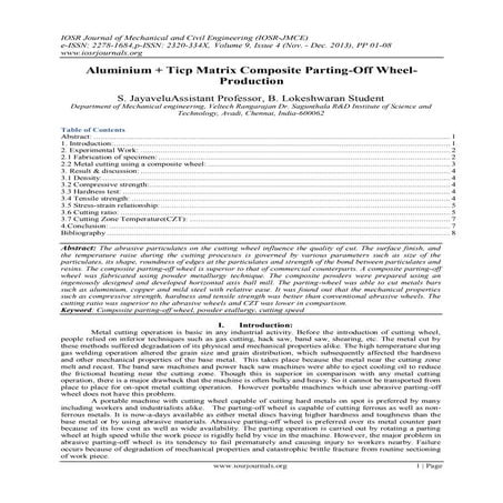 Aluminium + Ticp Matrix Composite Parting-Off Wheel-Production