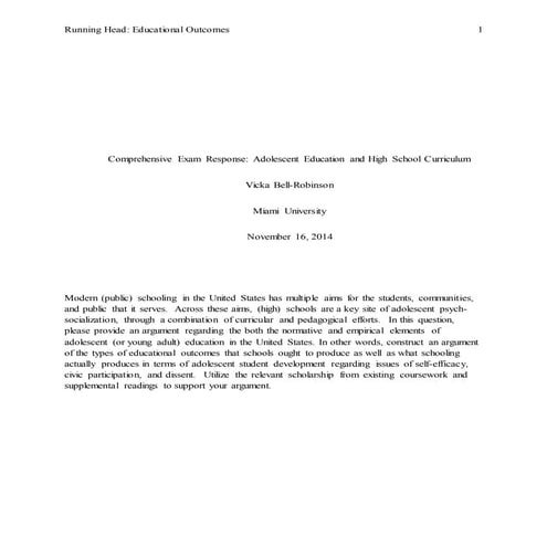 High School Question Comps. Response