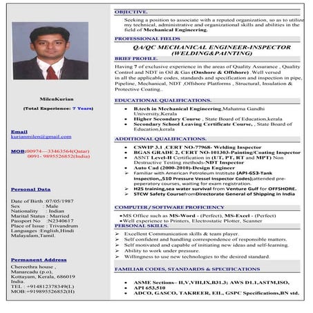 QA QC Engineer-Inspector NEW | PDF