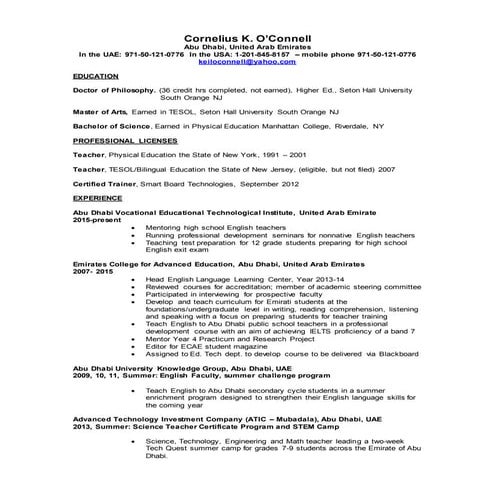 Cornelius O'Connell CV 021416 | DOCX