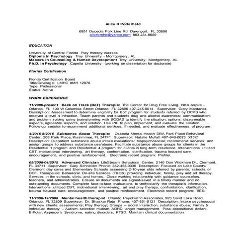 Alice R Porterfield resume Aug2015
