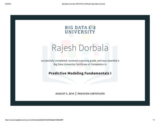 Big Data University DS0105EN Certificate _ Big Data University | PDF