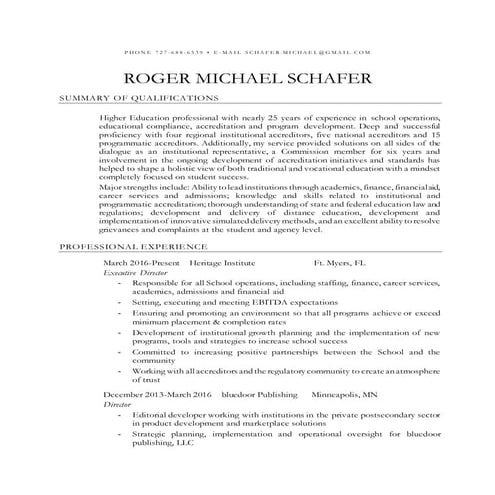 Resume Schafer 2016