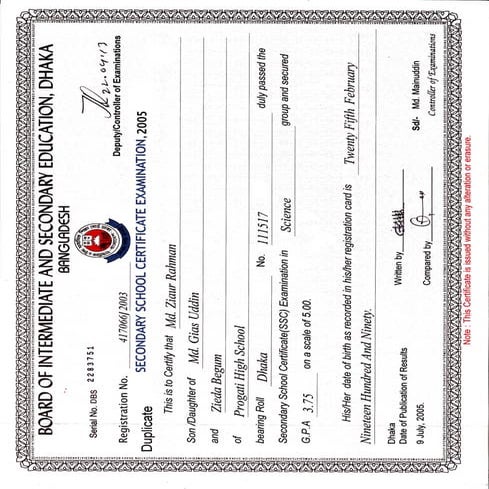 S S C Certificate PDF