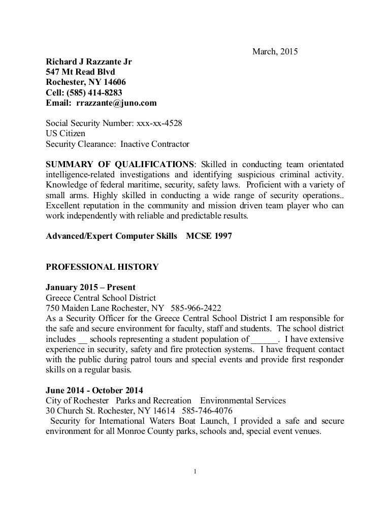 example federal resume