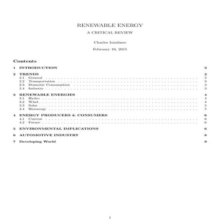 Renewable Energy Essay