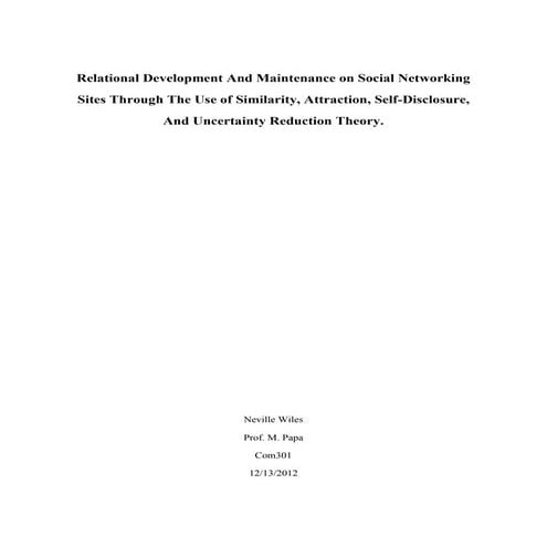 Relational Development And Maintenance on Social Networking