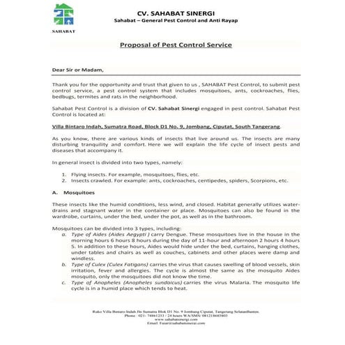 Offering Proposal of Pest Control | PDF | Beekeeping | Hobbies & Interests