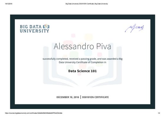 Big Data University DB0151EN Certificate _ Big Data University | PDF