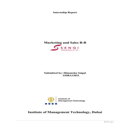 HimanshuSaigal(SMBA13021)Internship Report