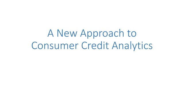 A New Approach to Consumer Credit