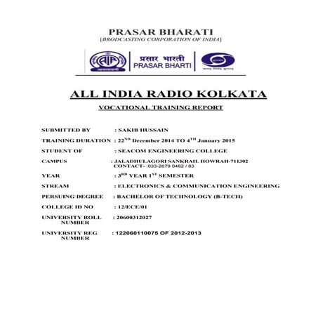 ALL INDIA RADIO TRAINING REPORT