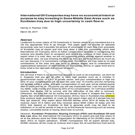 Small international Oil Companies may have no desire to invest in oil and gas...