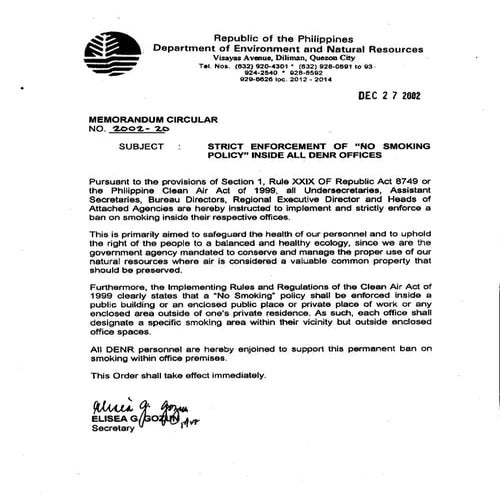 DENR Memo No. 2002 20