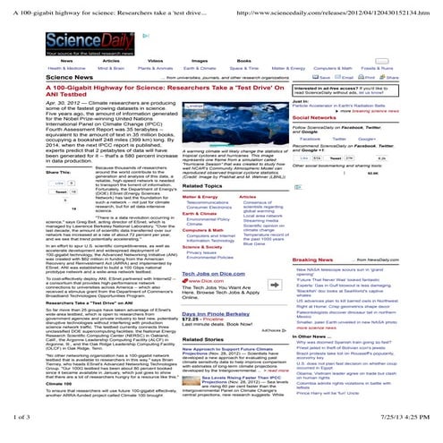 A 100 gigabit highway for science: researchers take a 'test drive' on ani tes...