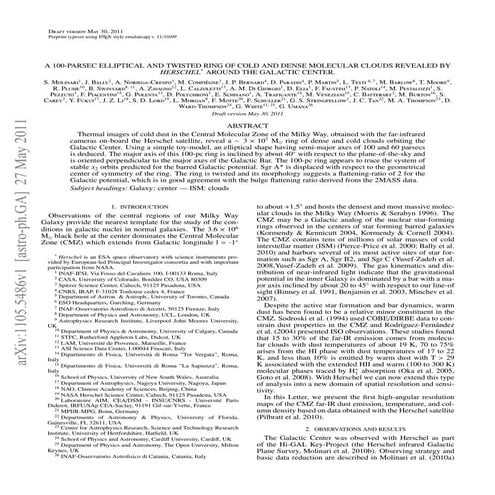 A 100 parsec elliptical and twisted ring of cold and dense molecular clouds r...