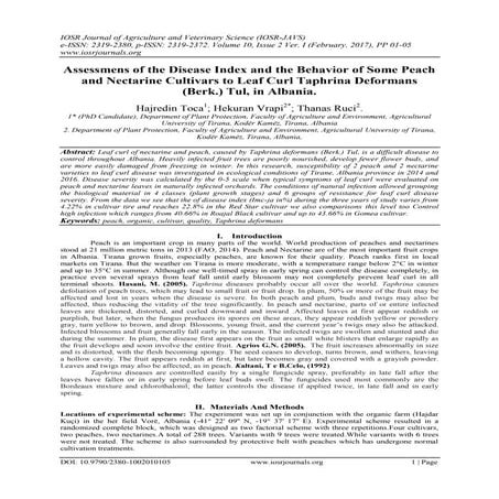 Assessmens of the Disease Index and the Behavior of Some Peach and Nectarine ...