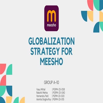 Globalization strategy for Meesho with respect to Shopee