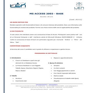 Ms access 2003 base - Scheda corso LEN