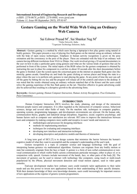 Gesture Gaming on the World Wide Web Using an Ordinary Web Camera