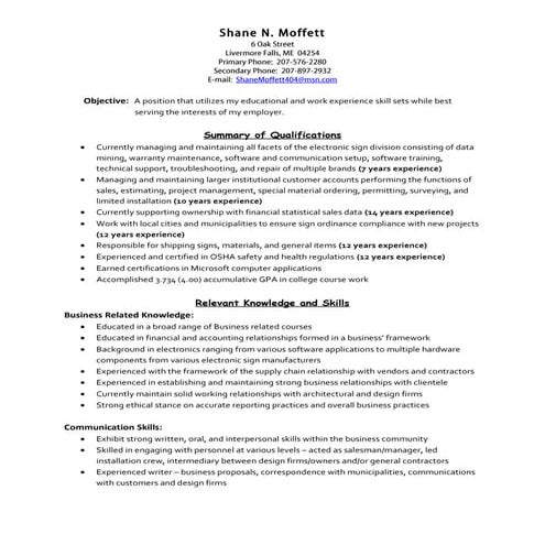 Shanes resume 2015 | DOC