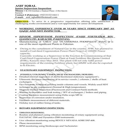 Asif Iqbal CV