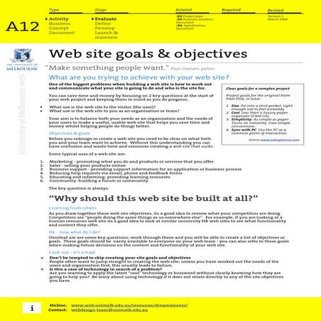 Web site goals & objectives