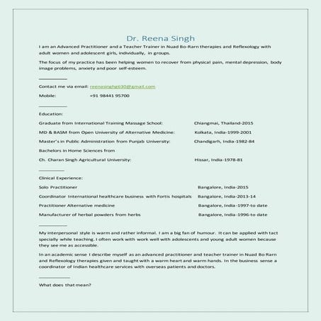 Dr. Reena-Bio Profile