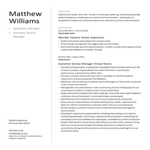 Matthew Williams Resume
