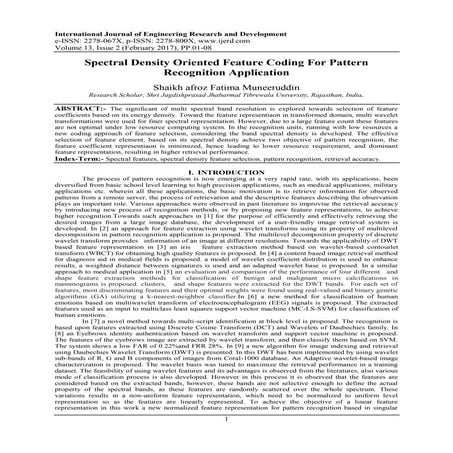 Spectral Density Oriented Feature Coding For Pattern Recognition Application