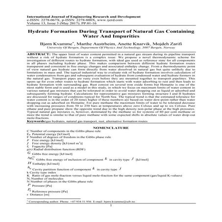 Gas hydrate formation and prevention | PDF