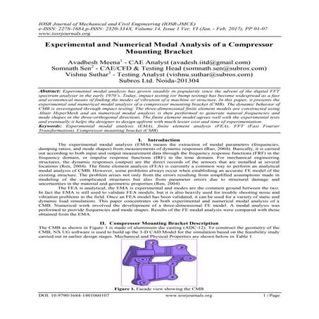Experimental and Numerical Modal Analysis of a Compressor Mounting Bracket