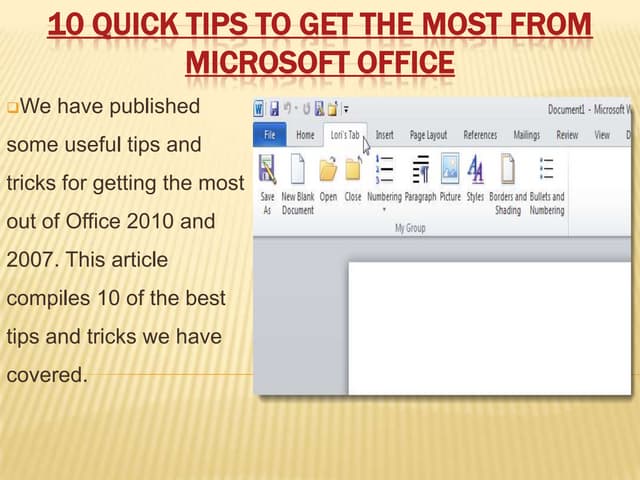 10quick to get the most from microsoft office